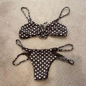 San Lorenzo Brown and White Polka Dot Bikini